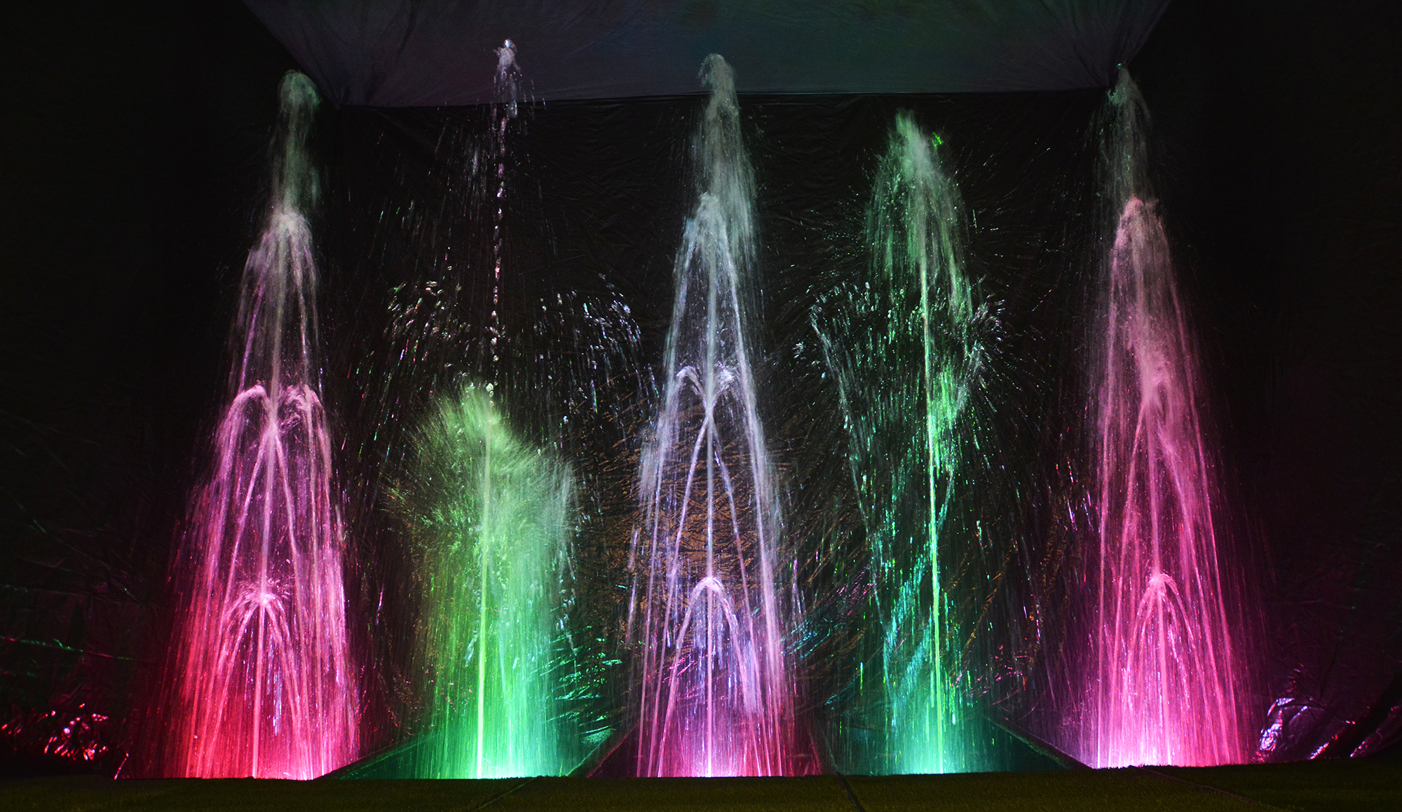 A fountain display by the Liquid Fireworks company.